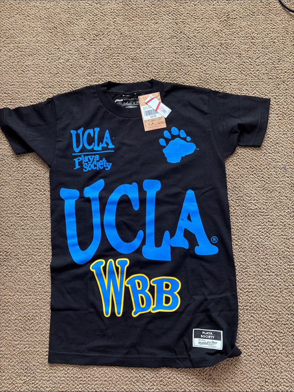 Playa Society Black UCLA Graphic Tee with Blue and Yellow Print